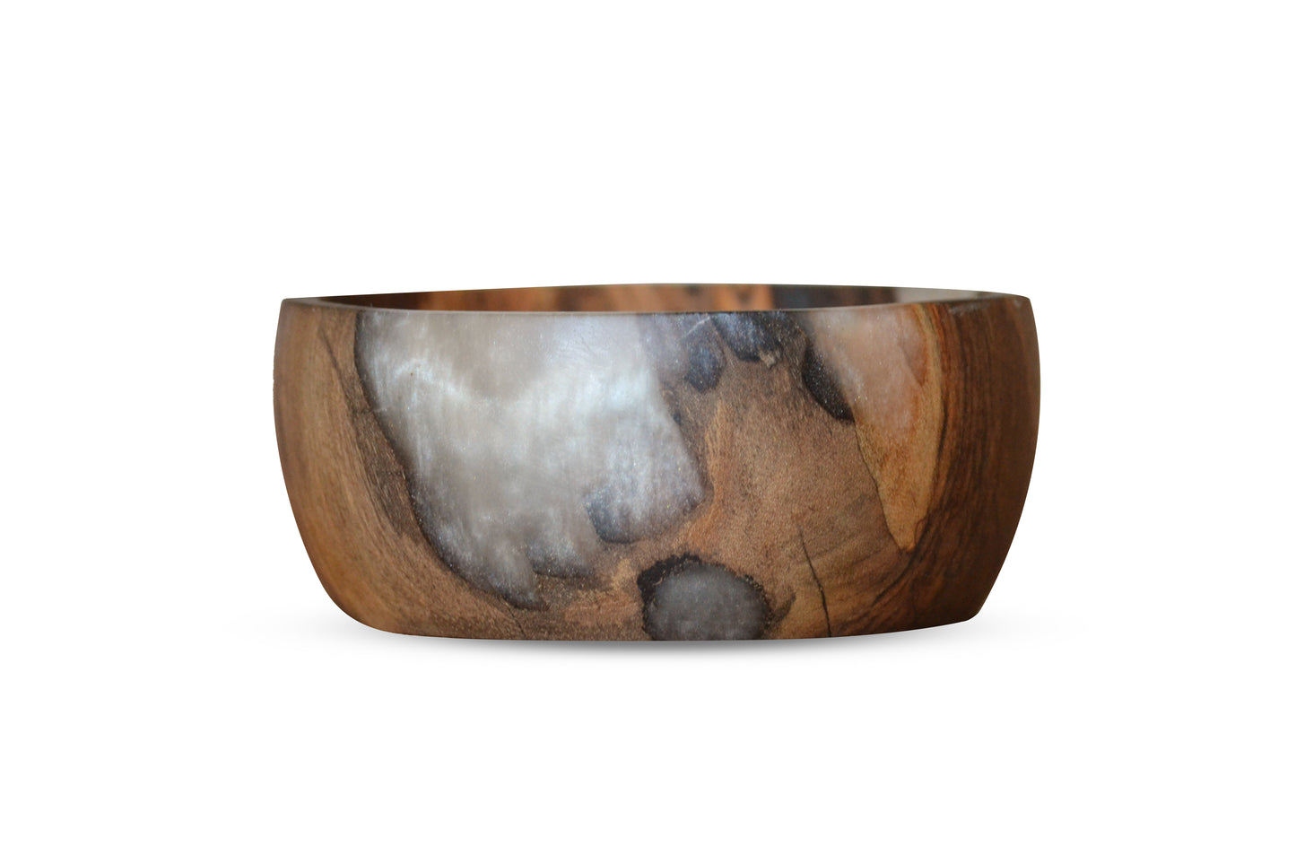 Handmade Walnut Epoxy Bowl - White Design by Timberflow