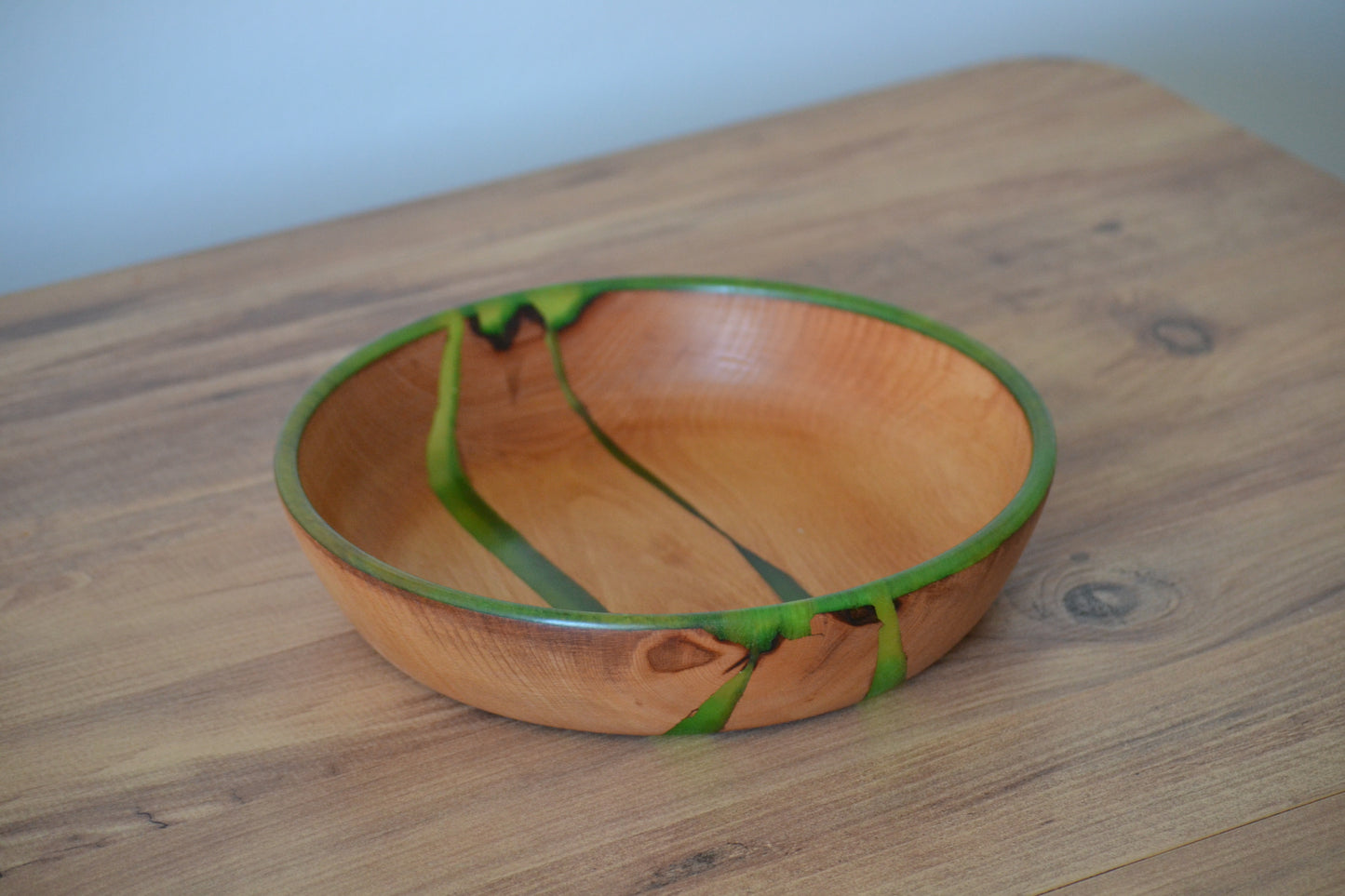 Handmade Wild Sweet Cherry Epoxy Bowl - Green Design by Timberflow