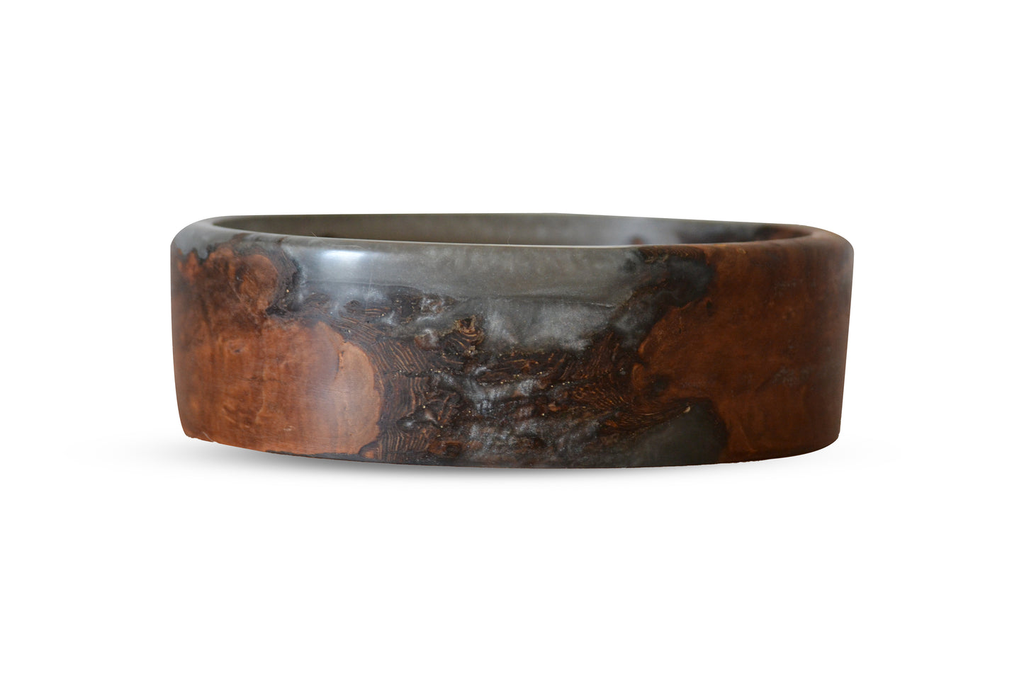 Handmade Oak Epoxy Bowl - Grey Design by Timberflow