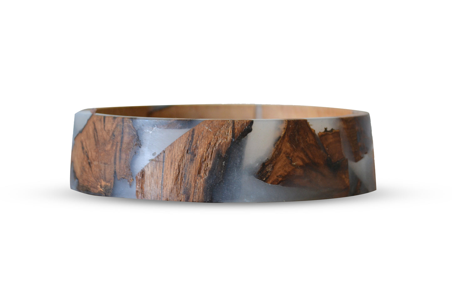 Handmade Walnut Epoxy Bowl - Misty Grey Design by Timberflow
