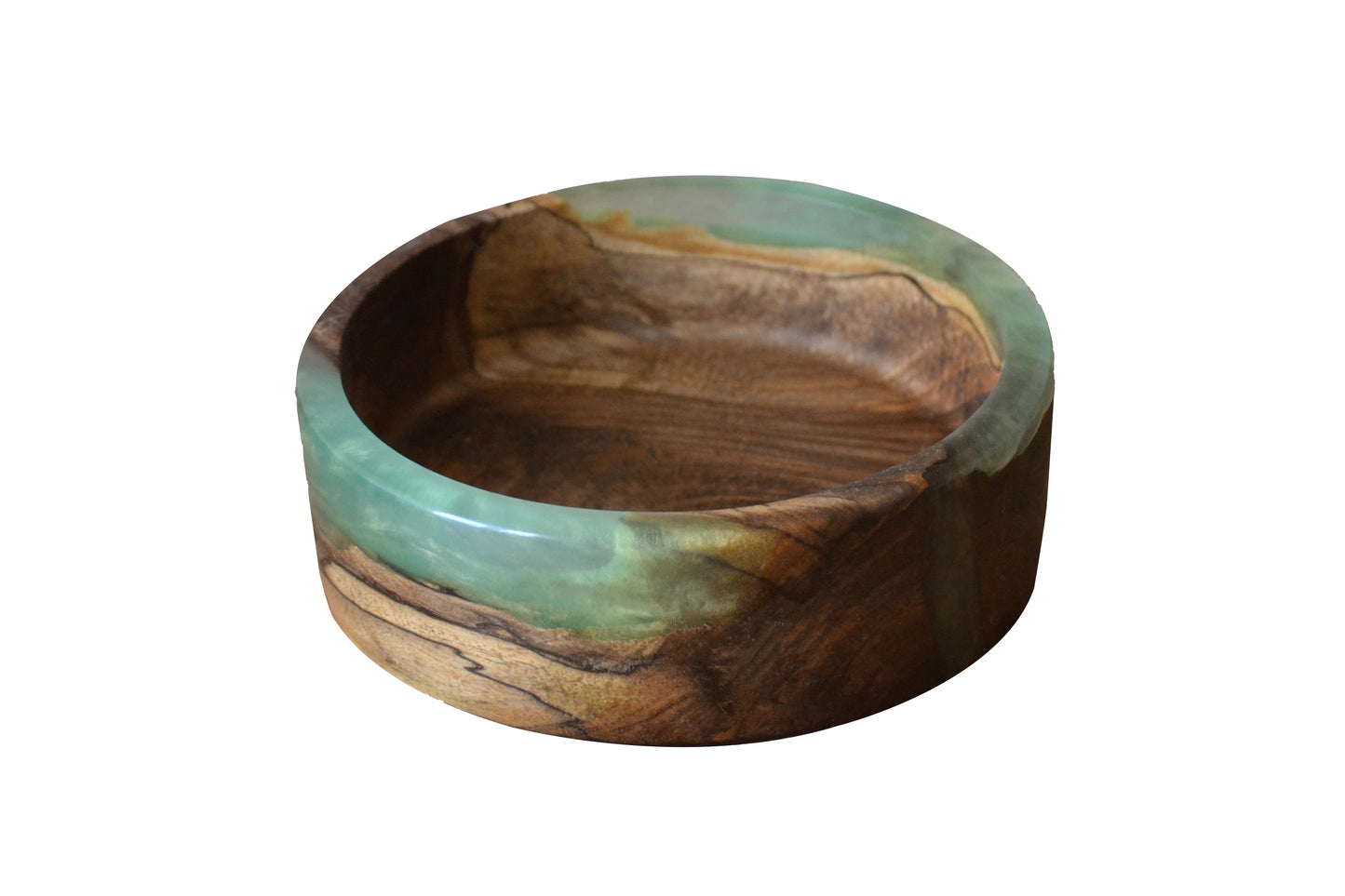 Handmade Walnut Epoxy Bowl - Green Design by Timberflow