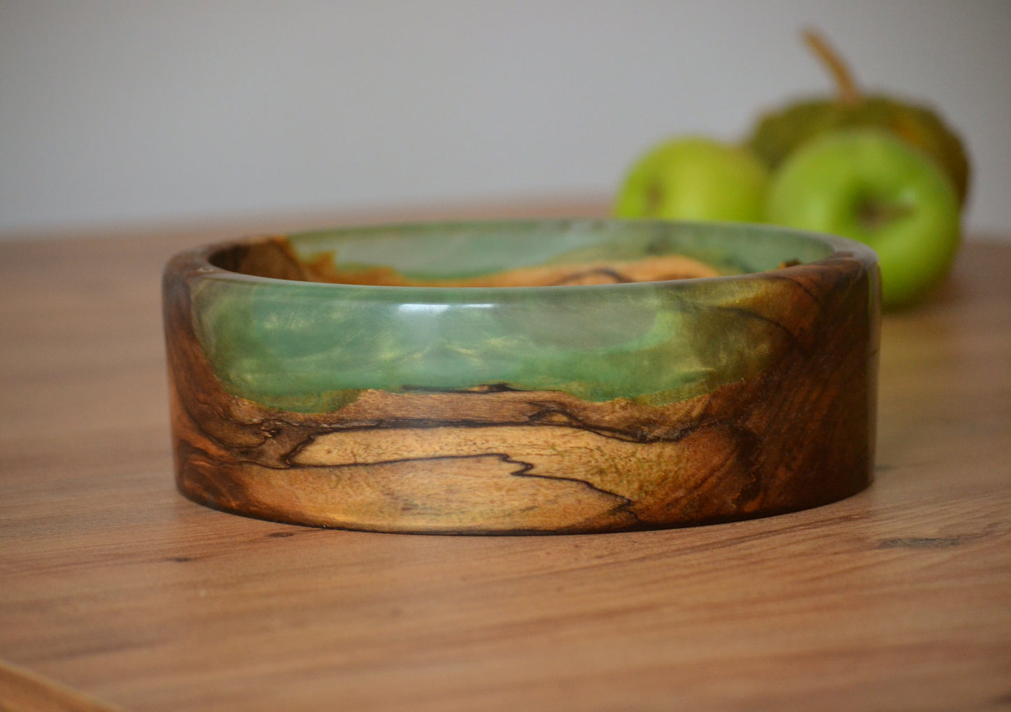 Handmade Walnut Epoxy Bowl - Green Design by Timberflow