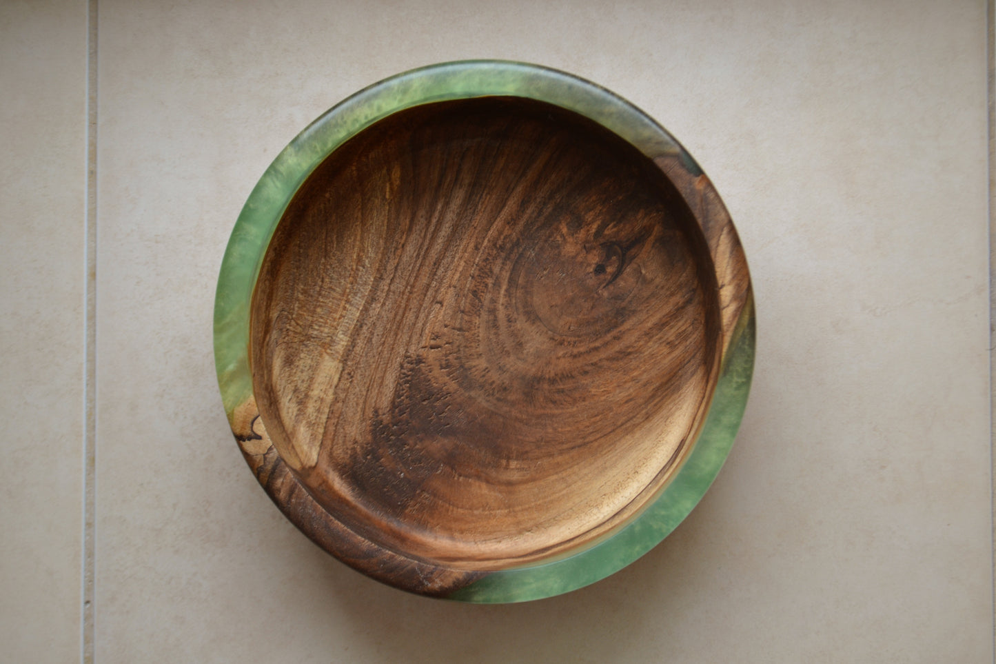 Handmade Walnut Epoxy Bowl - Green Design by Timberflow