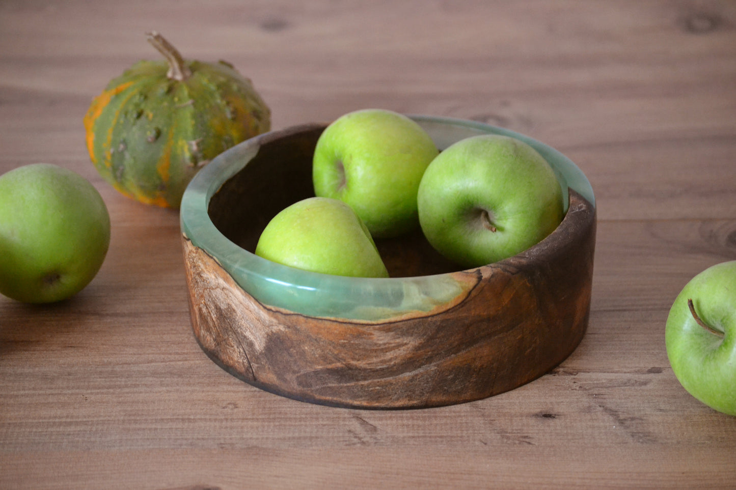 Handmade Walnut Epoxy Bowl - Green Design by Timberflow