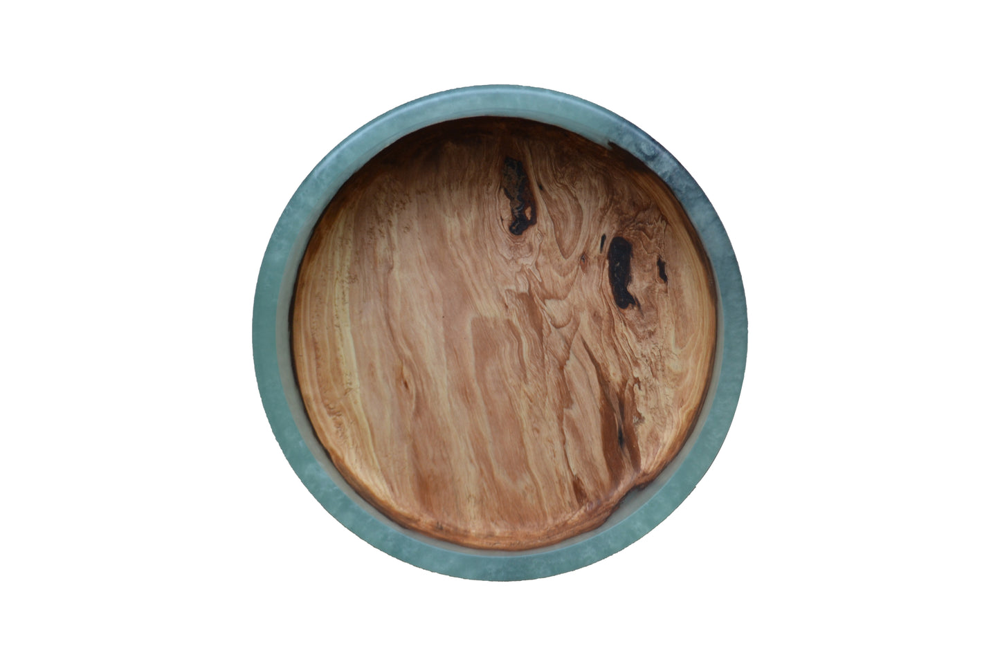 Handmade Oak Epoxy Bowl - Cyan Design by Timberflow
