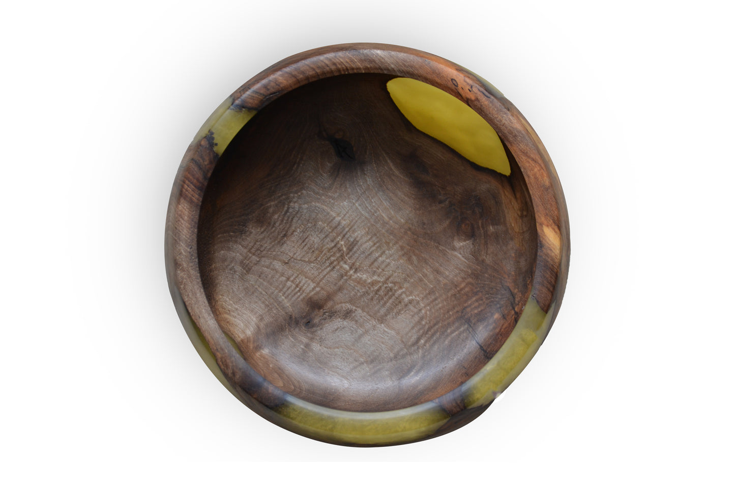 Handmade Walnut Epoxy Bowl - Yellow Design by Timberflow