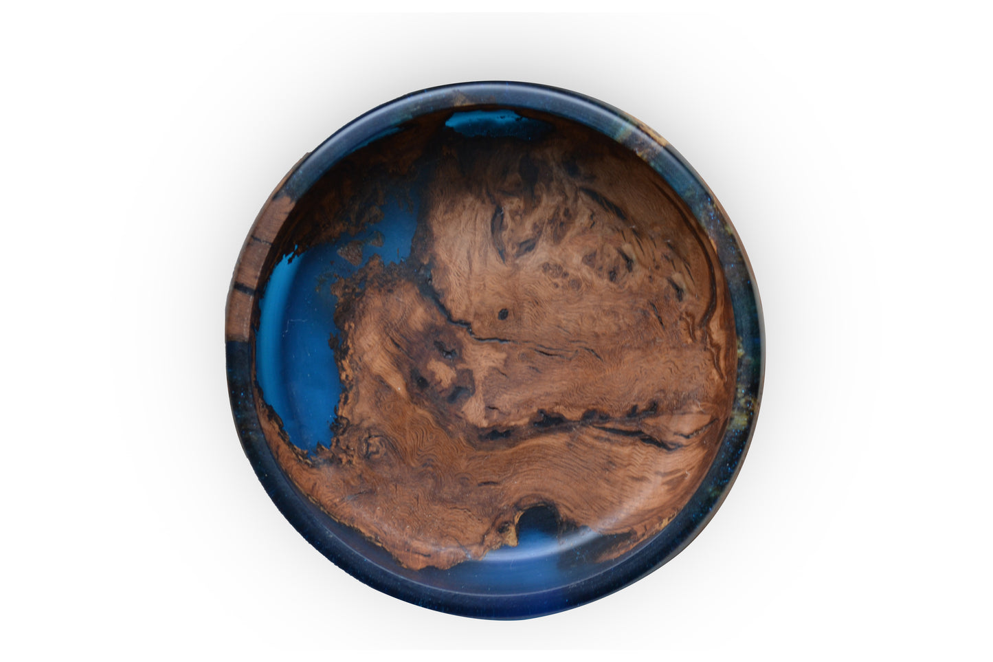 Handmade Oak Stump Epoxy Bowl 150 Years Old - Blue Design by Timberflow