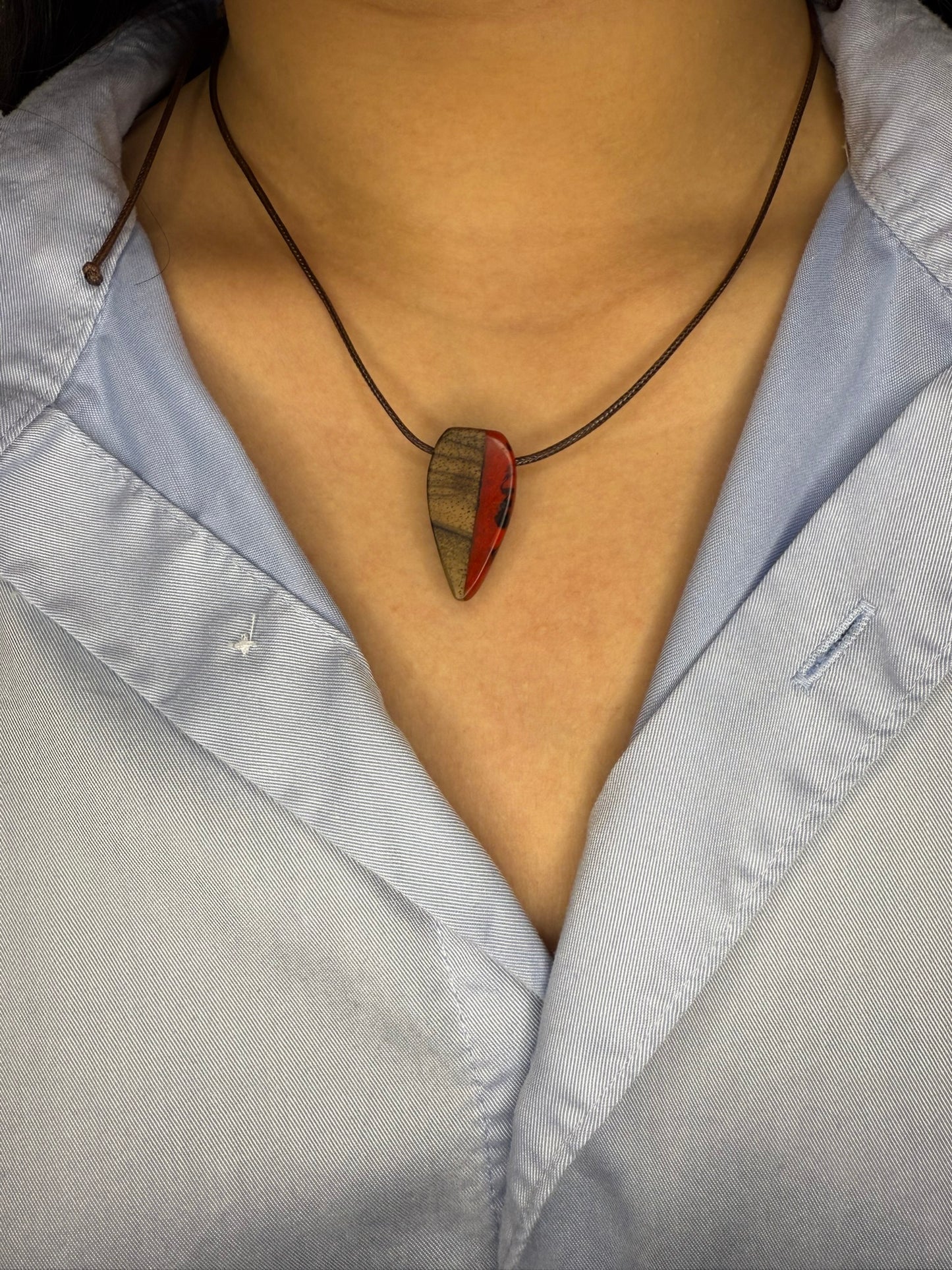 Handmade Epoxy Necklaces - Fiery Red Design by Timberflow