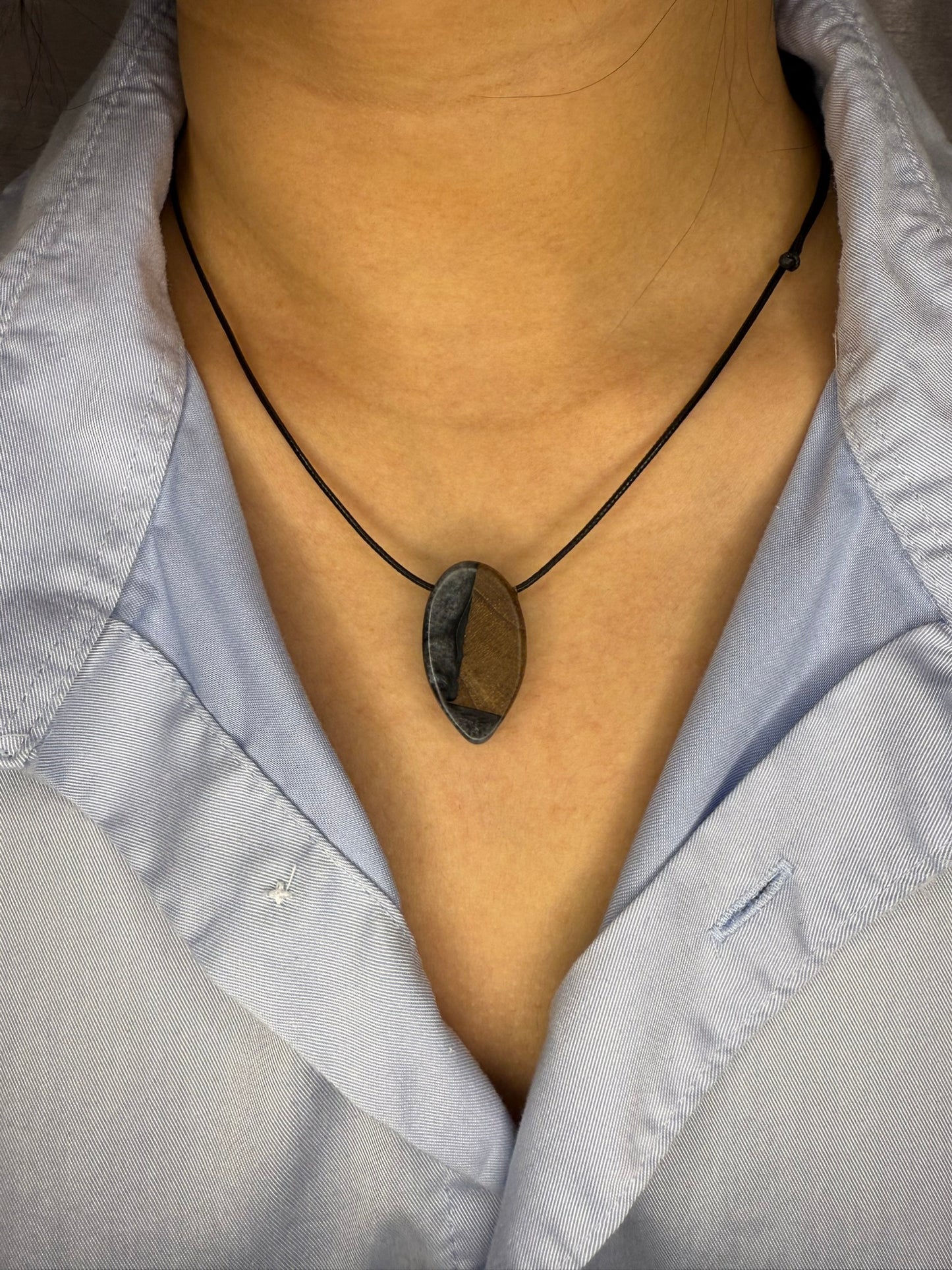Handmade Epoxy Necklaces - Grey Design by Timberflow