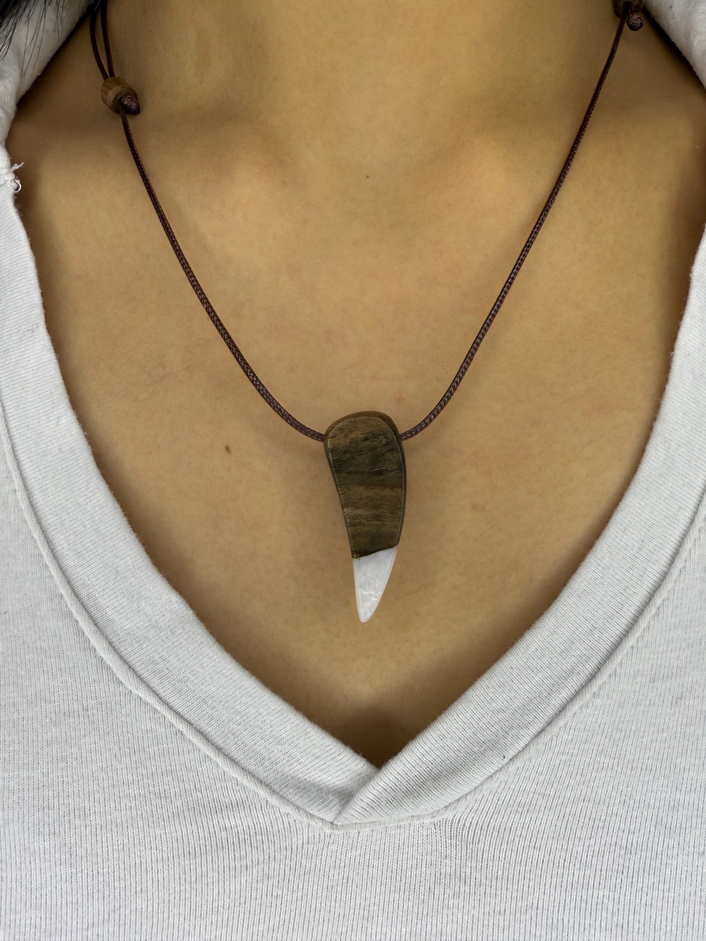 Handmade Epoxy Necklaces - White Design by Timberflow