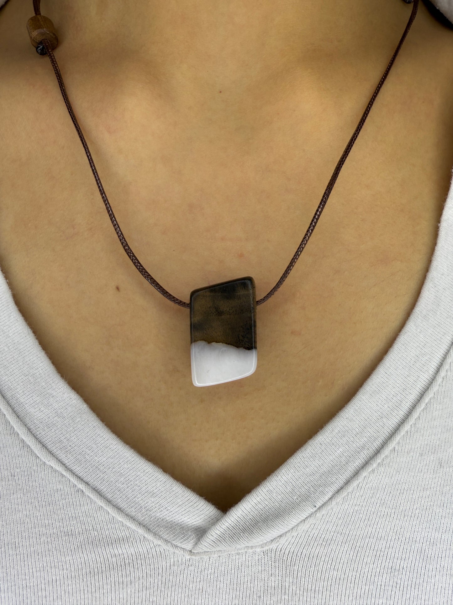 Handmade Epoxy Necklaces - White Design by Timberflow