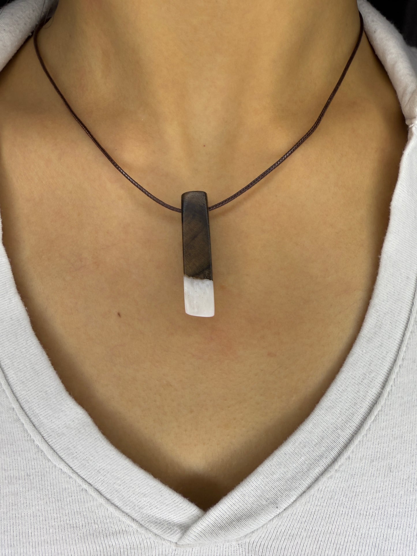 Handmade Epoxy Necklaces - White Design by Timberflow