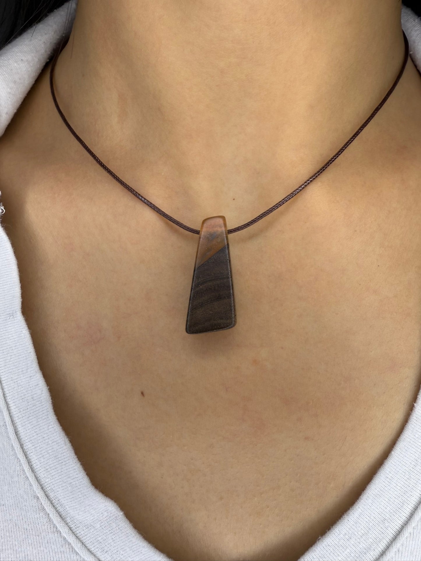 Handmade Epoxy Necklaces - Peach Design by Timberflow