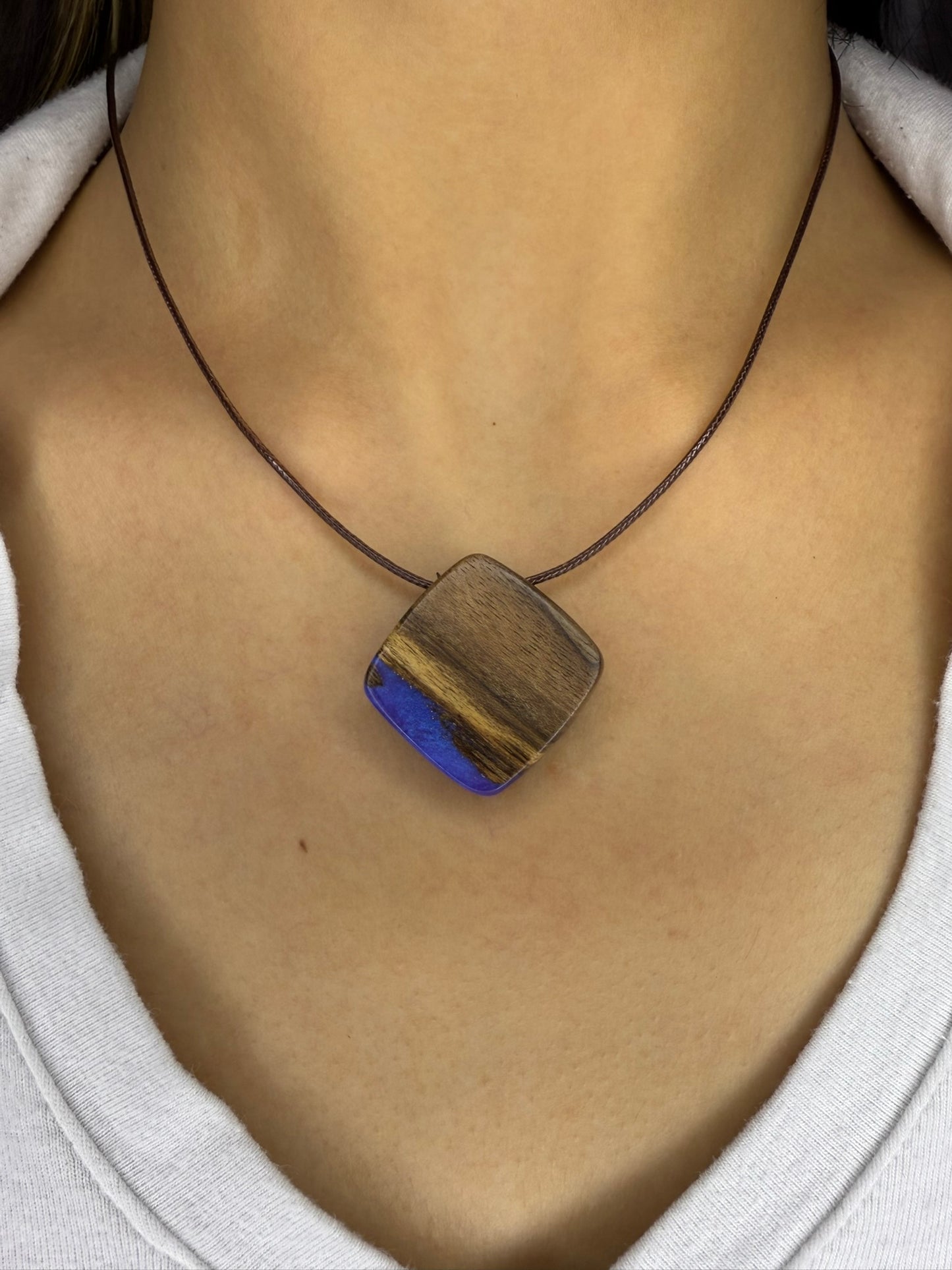 Handmade Epoxy Necklaces - Vibrant Blue Design by Timberflow