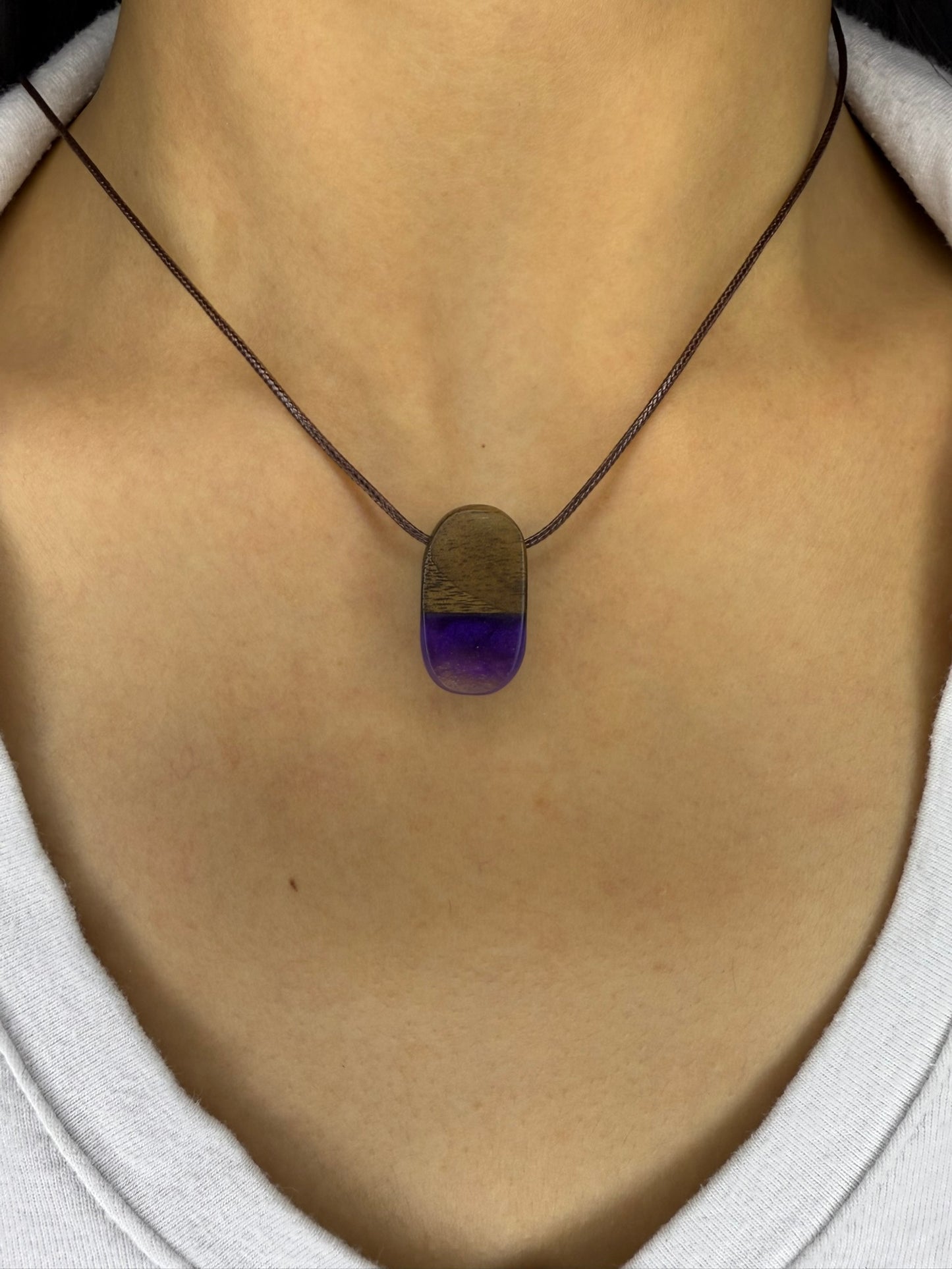 Handmade Epoxy Necklaces - Purple Design by Timberflow