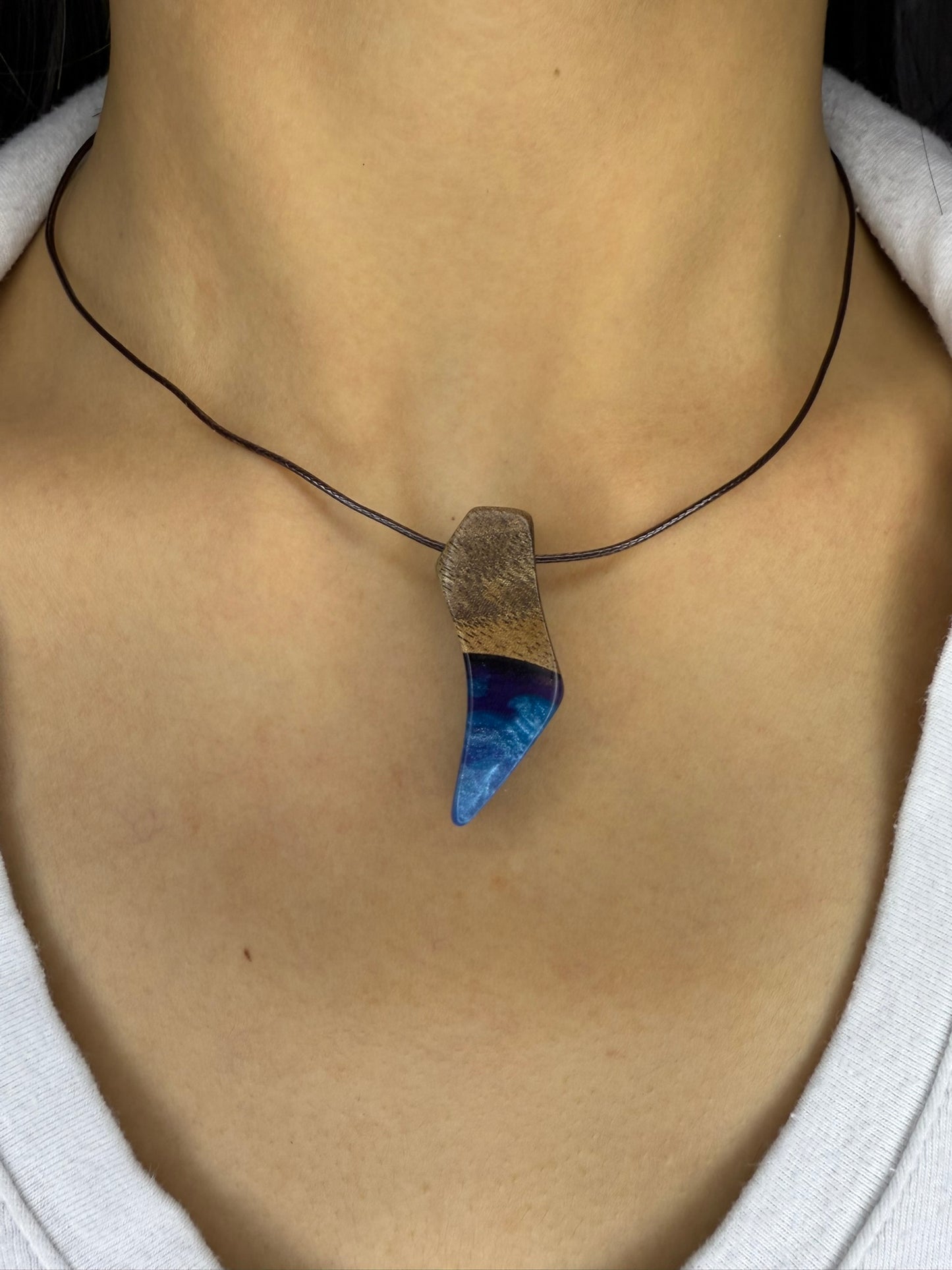 Handmade Epoxy Necklaces - Vibrant Blue Design by Timberflow