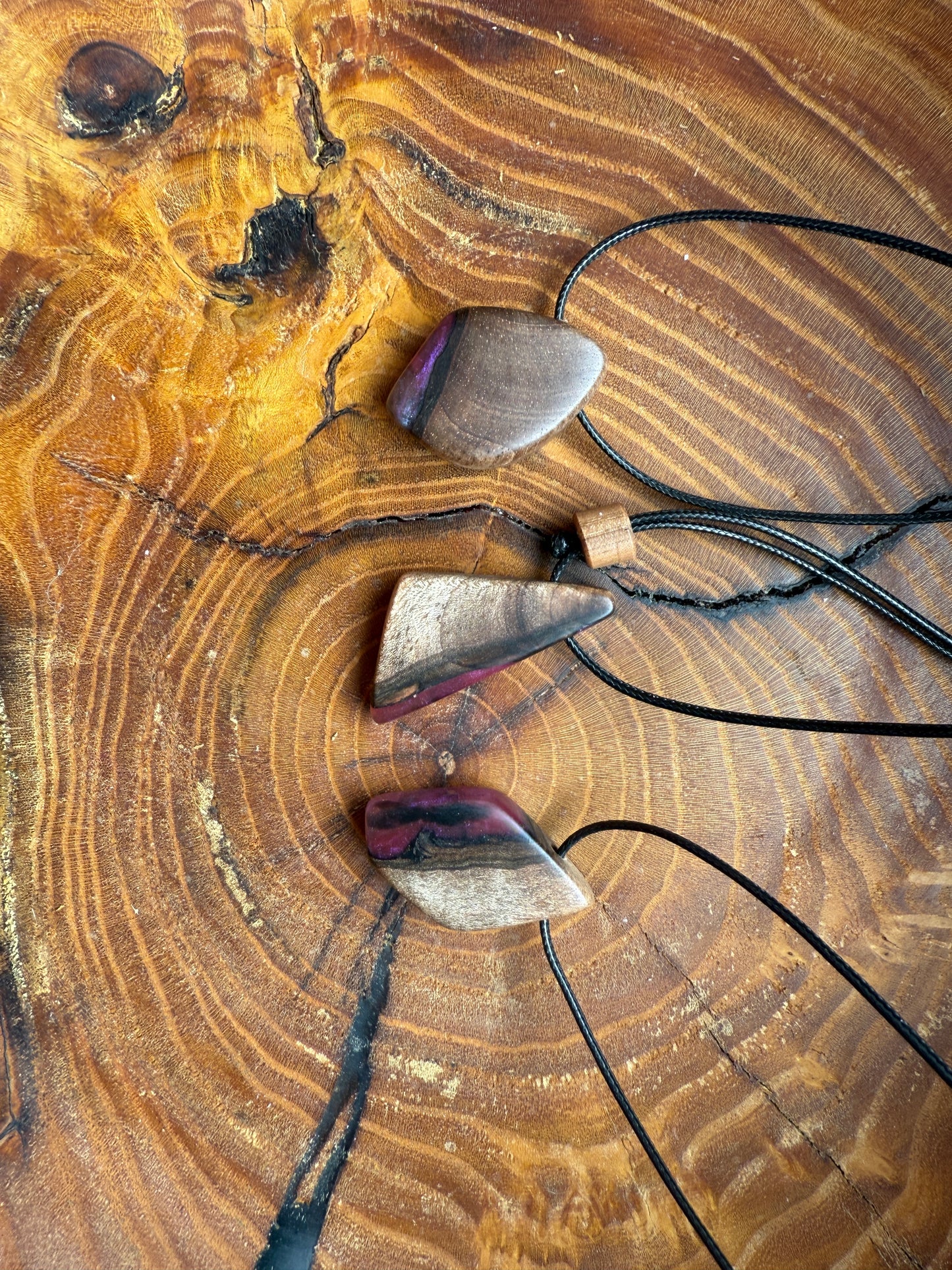 Handmade Epoxy Necklaces - Velvet Design by Timberflow