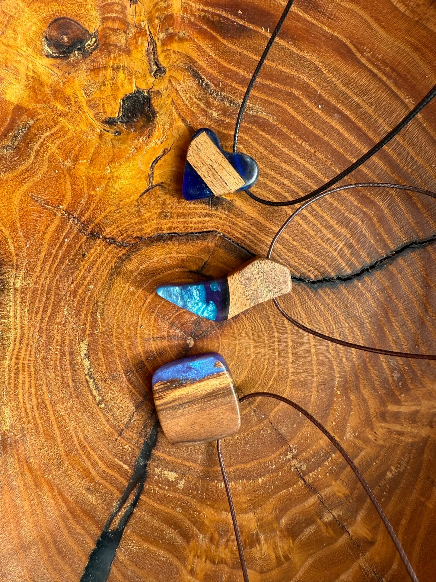 Handmade Epoxy Necklaces - Vibrant Blue Design by Timberflow