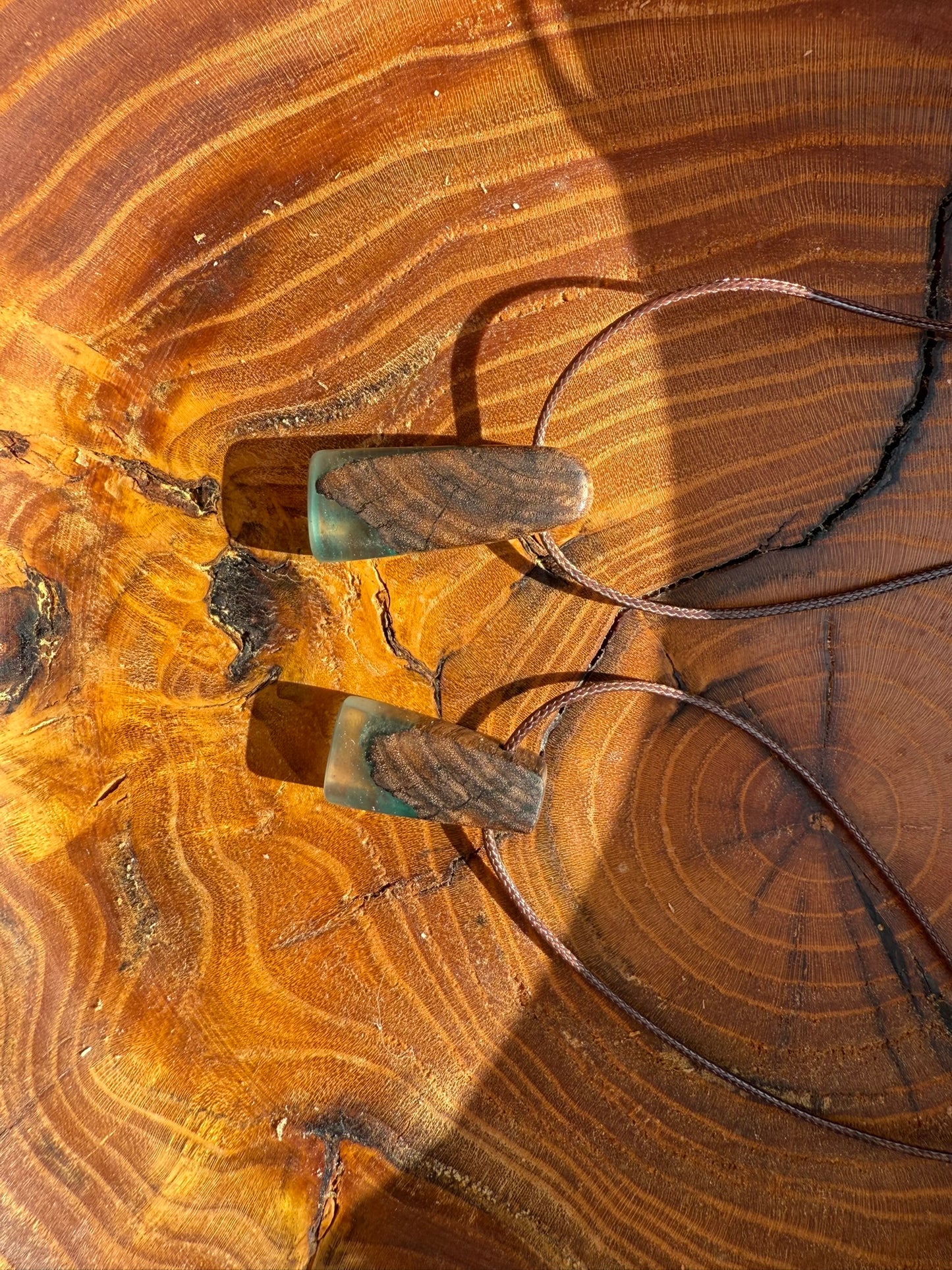 Handmade Epoxy Necklaces - Transparent Blue Design by Timberflow