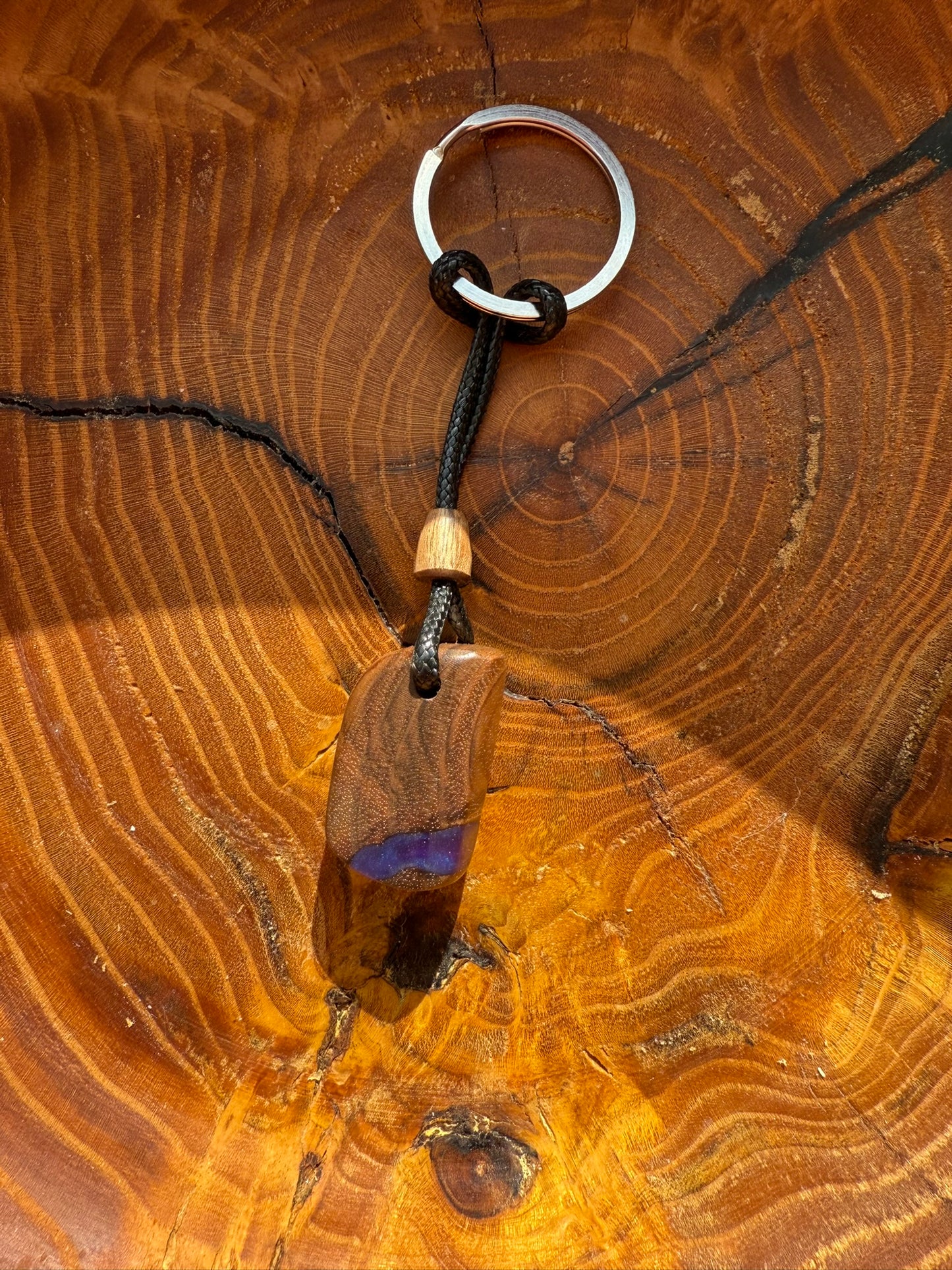 Handmade Epoxy Keyring - Purple Design by Timberflow