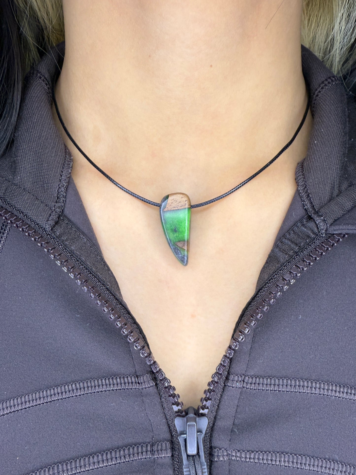 Handmade Epoxy Necklaces - Forest Green Design by Timberflow