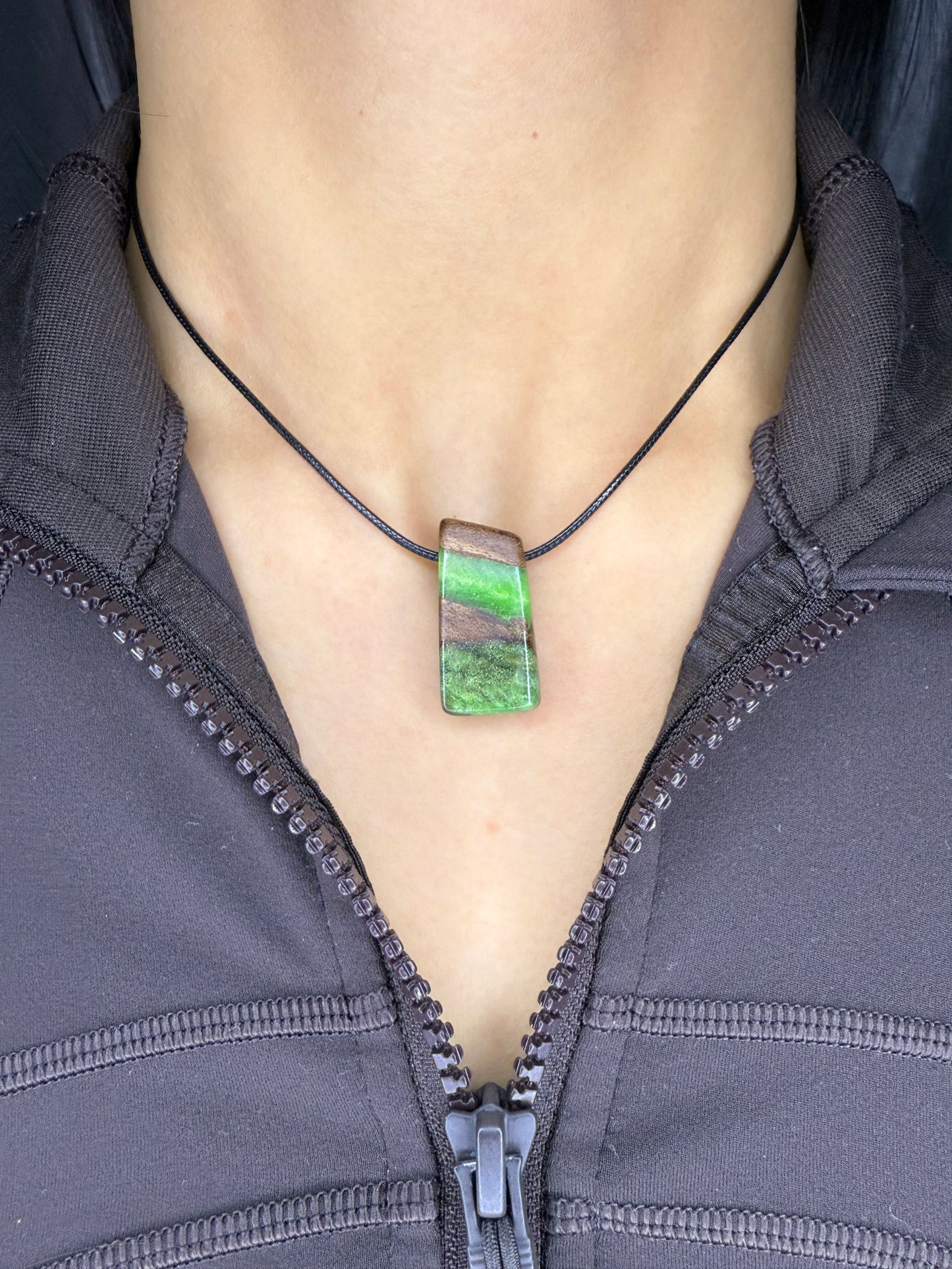 Handmade Epoxy Necklaces - Forest Green Design by Timberflow