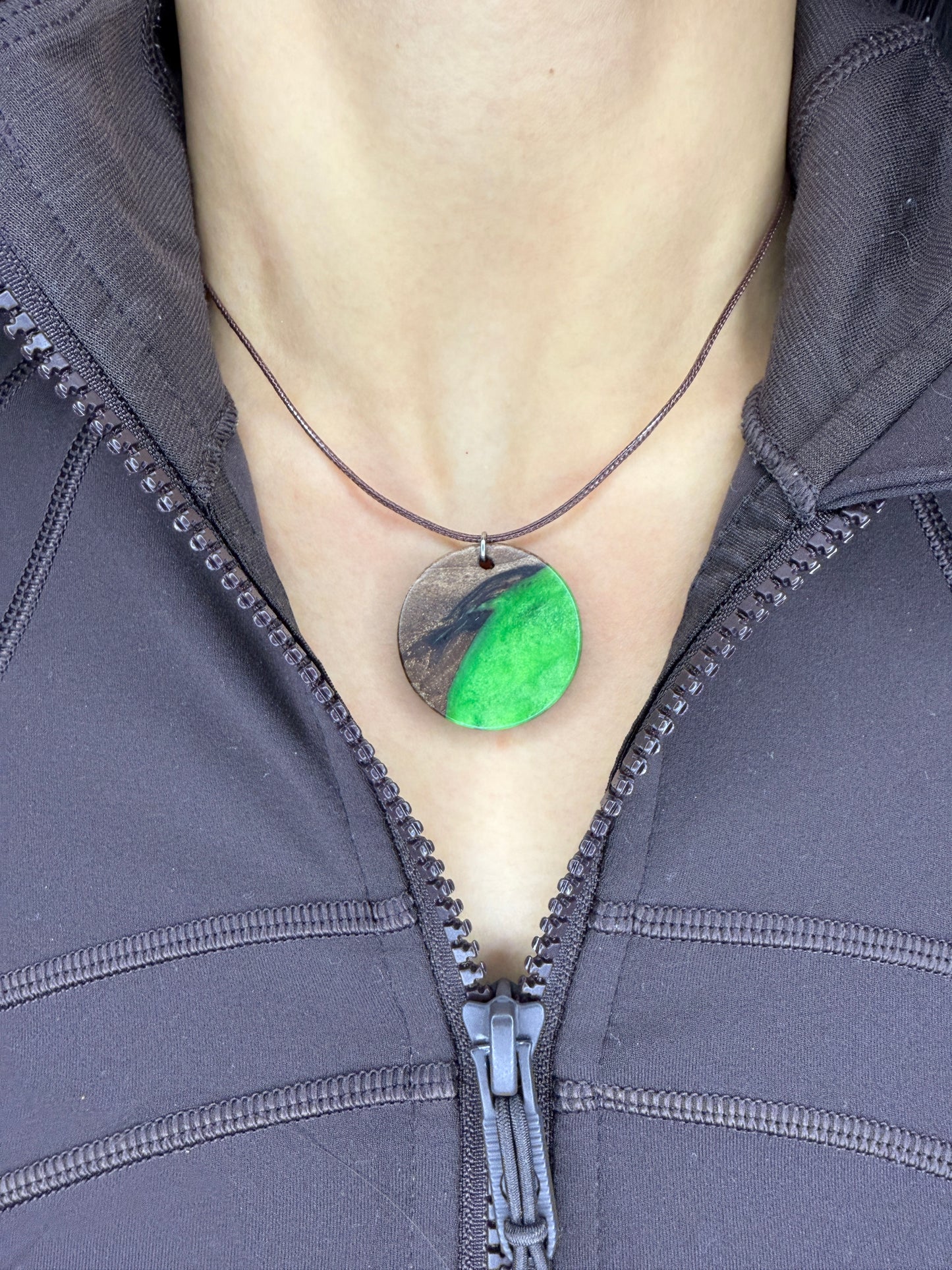 Handmade Epoxy Necklaces - Forest Green Design by Timberflow