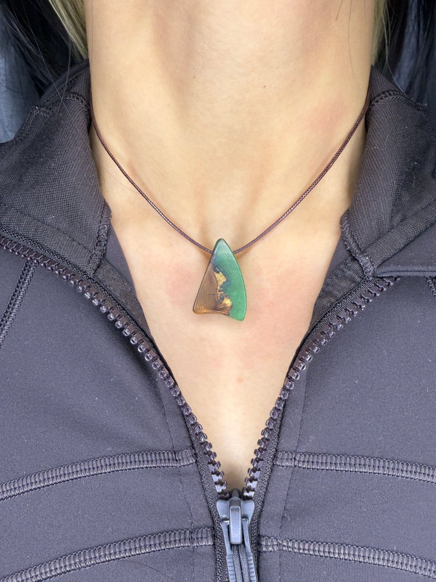 Handmade Epoxy Necklaces - Deep Forest Green Design by Timberflow