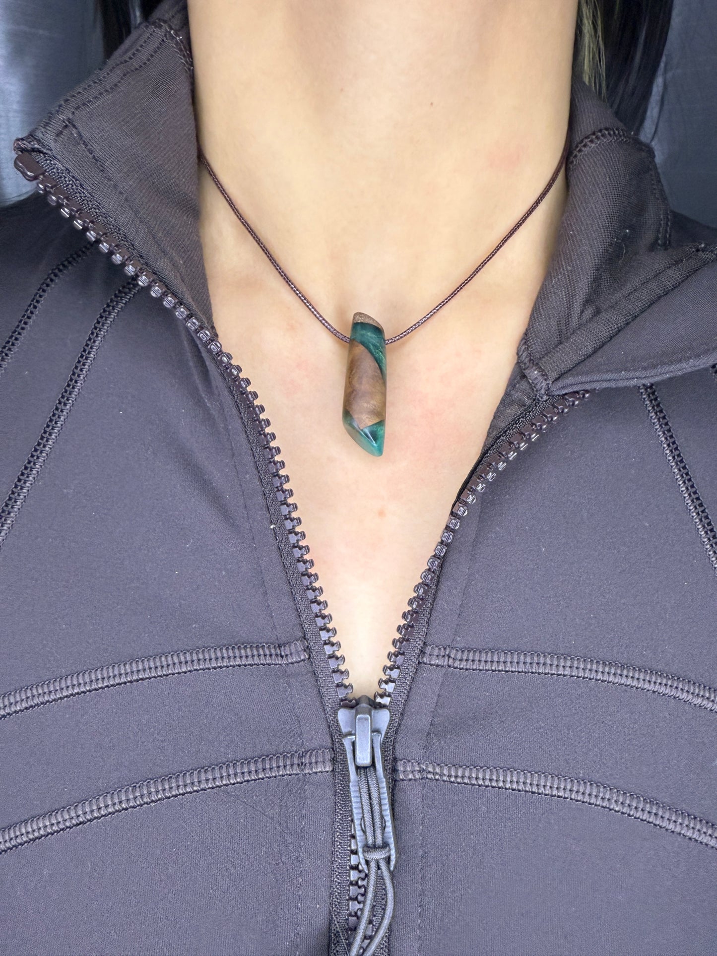 Handmade Epoxy Necklaces - Deep Forest Green Design by Timberflow