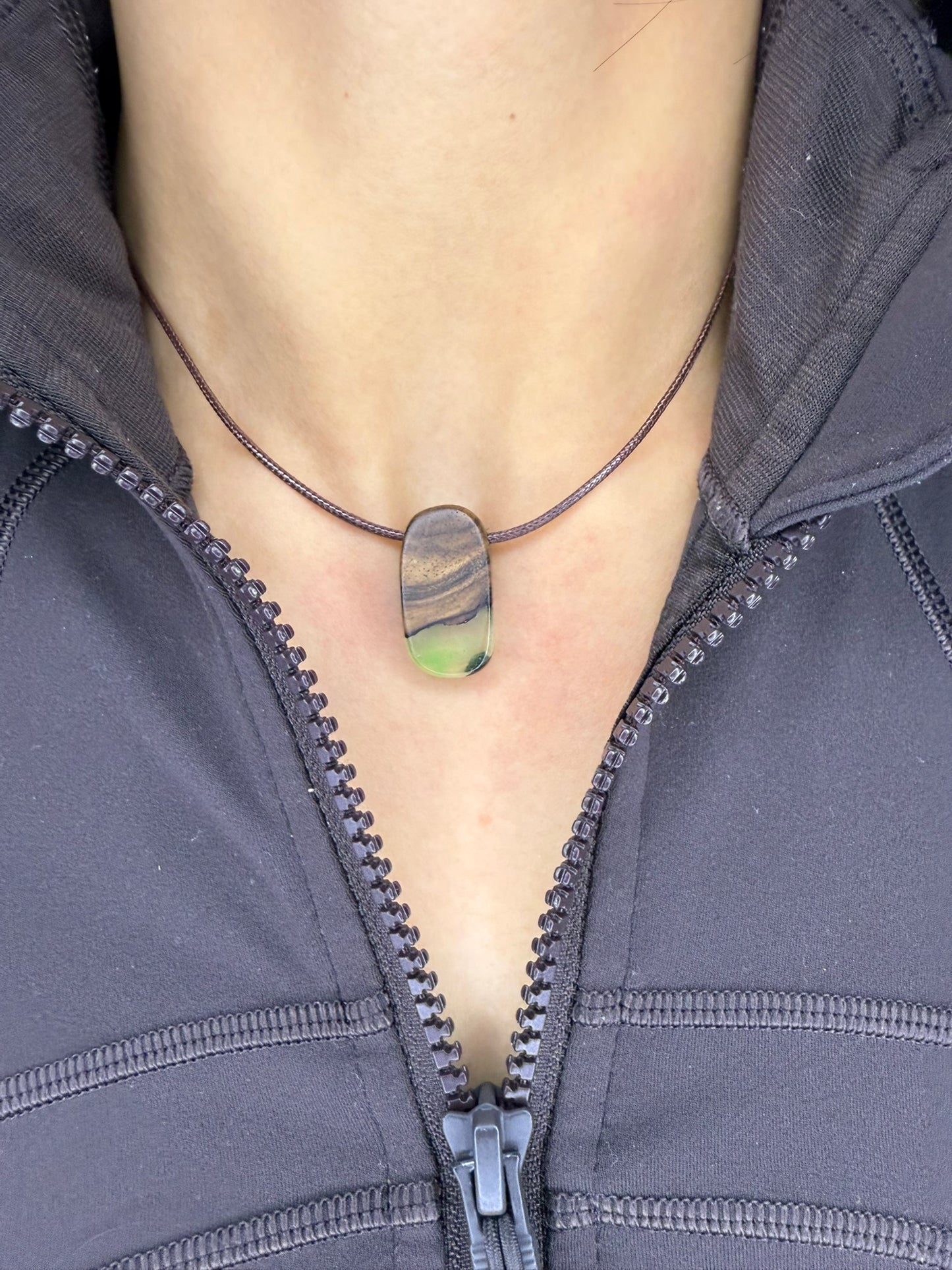 Handmade Epoxy Necklaces - Forest Green Design by Timberflow
