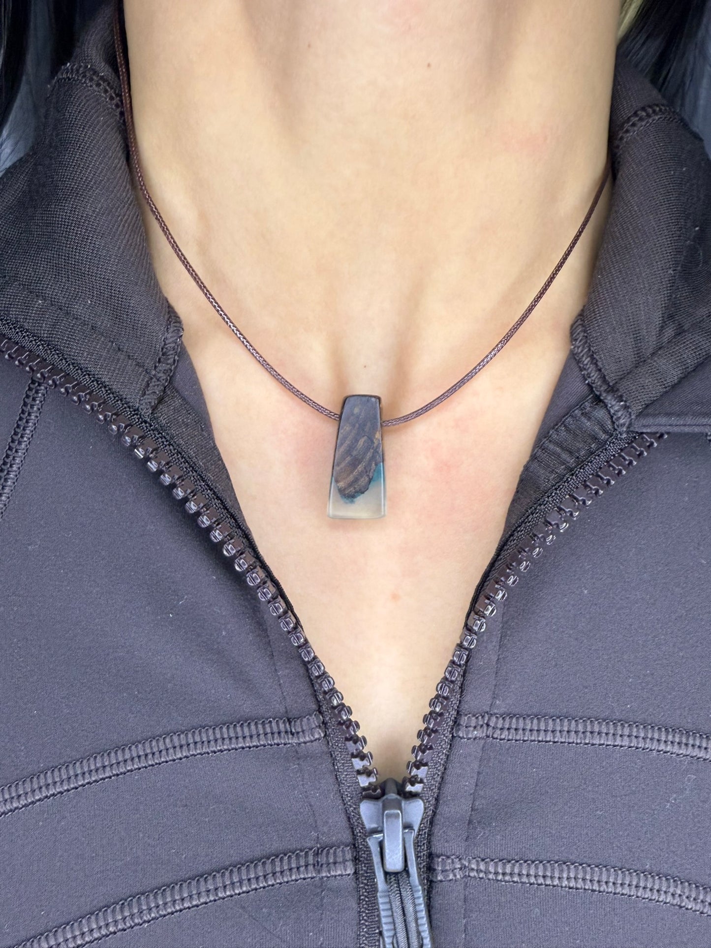 Handmade Epoxy Necklaces - Transparent Blue Design by Timberflow