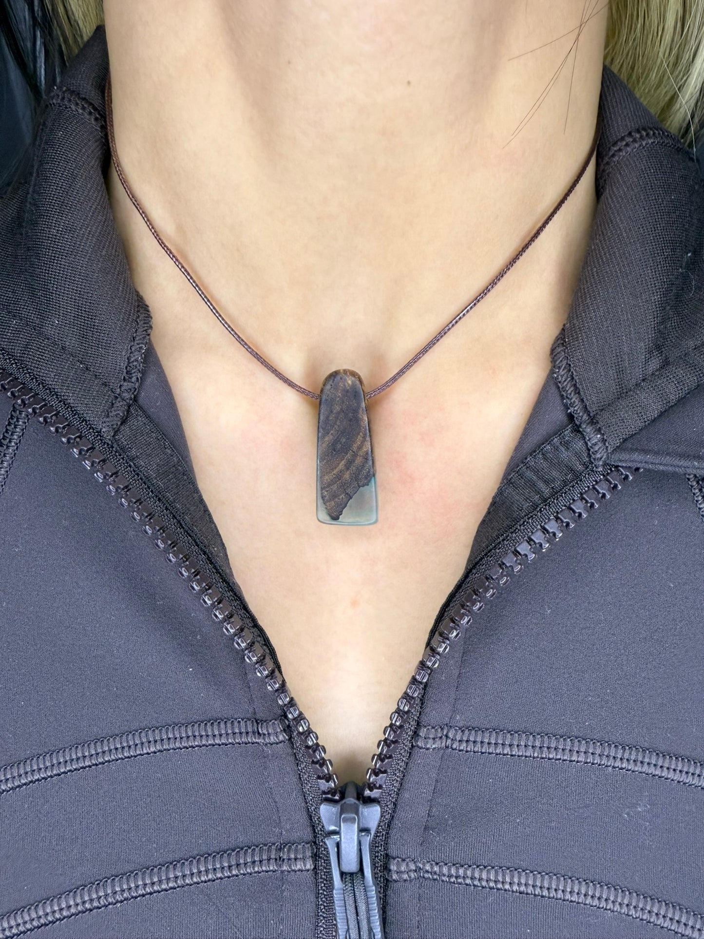 Handmade Epoxy Necklaces - Transparent Blue Design by Timberflow