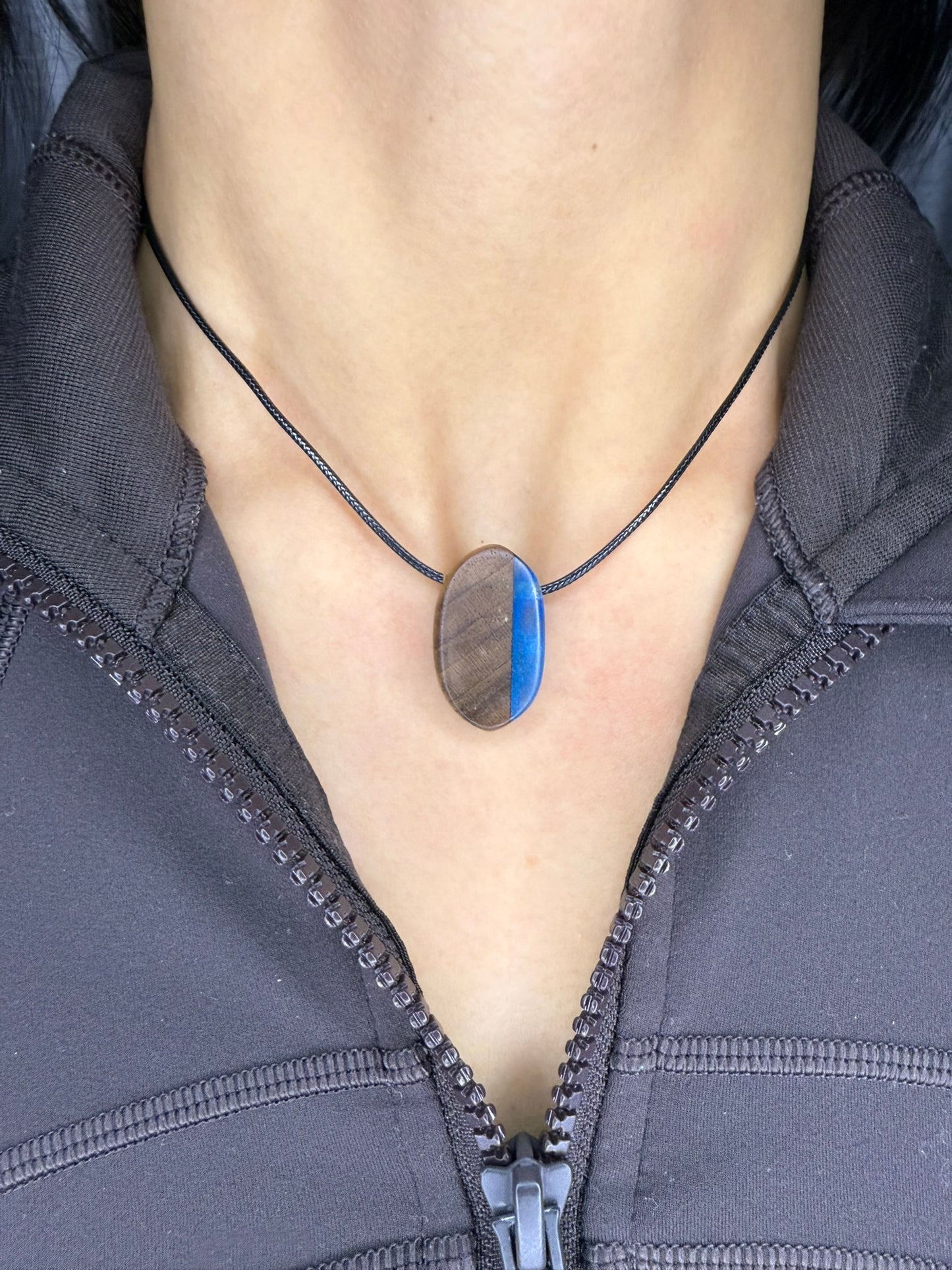 Handmade Epoxy Necklaces - Blue Design by Timberflow