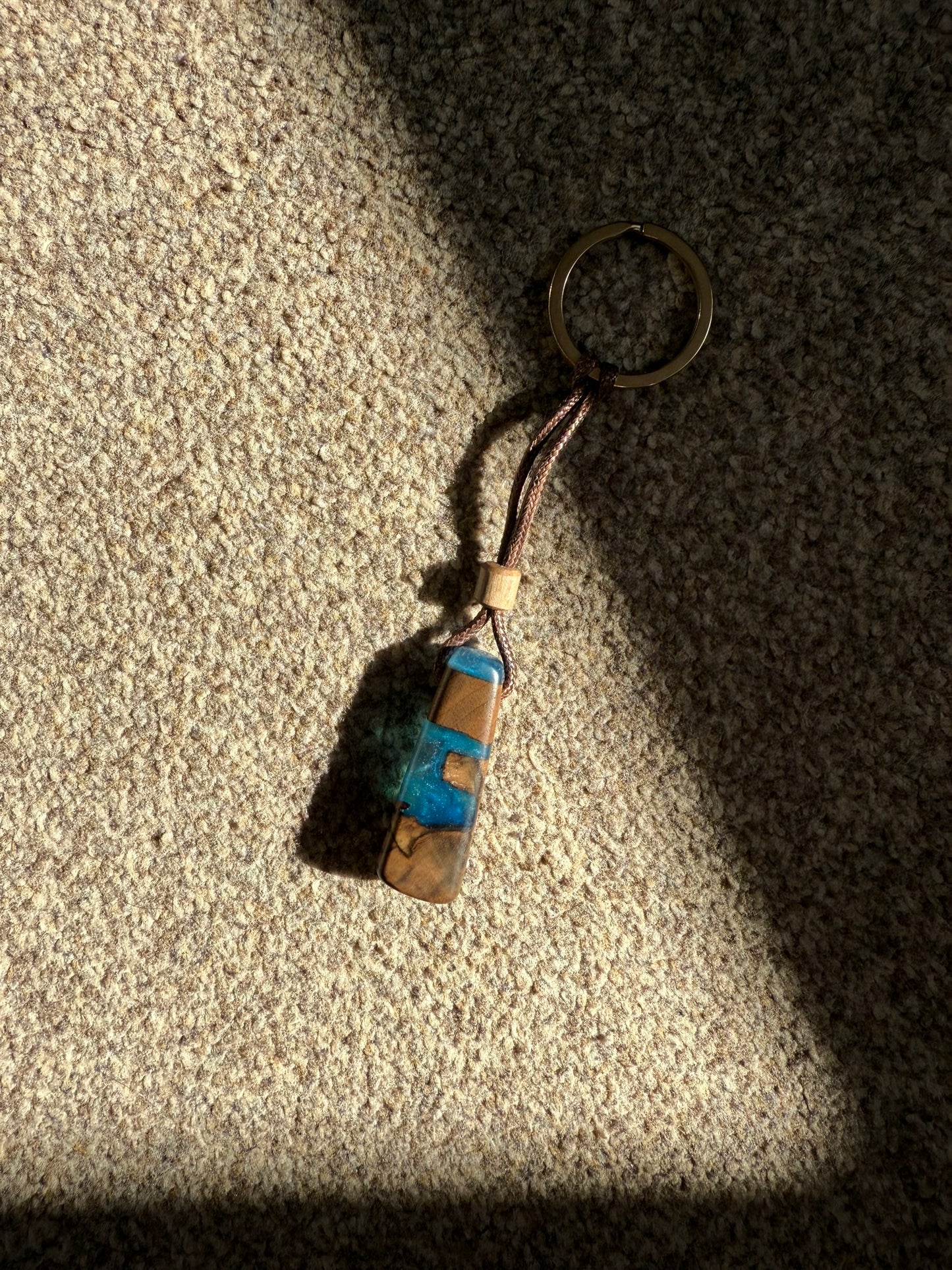 Handmade Epoxy Keyring - Blue Design by Timberflow