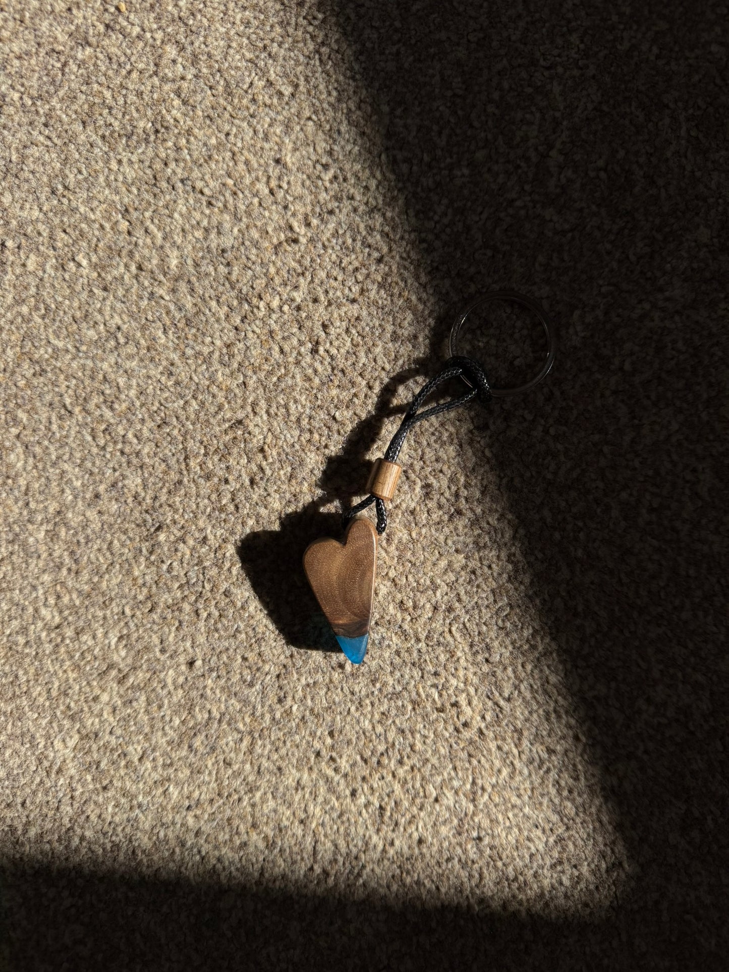 Handmade Epoxy Keyring - Blue Heart Design by Timberflow