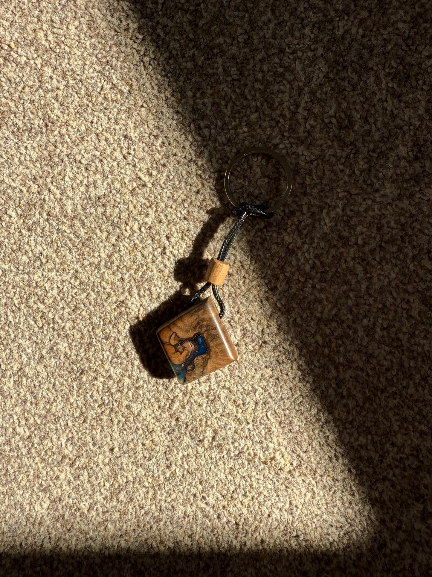 Handmade Epoxy Keyring - Diamond Blue Design by Timberflow