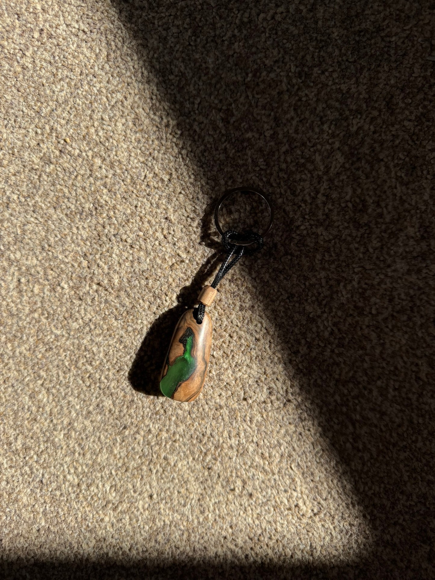 Handmade Epoxy Keyring - Forest Green Design by Timberflow