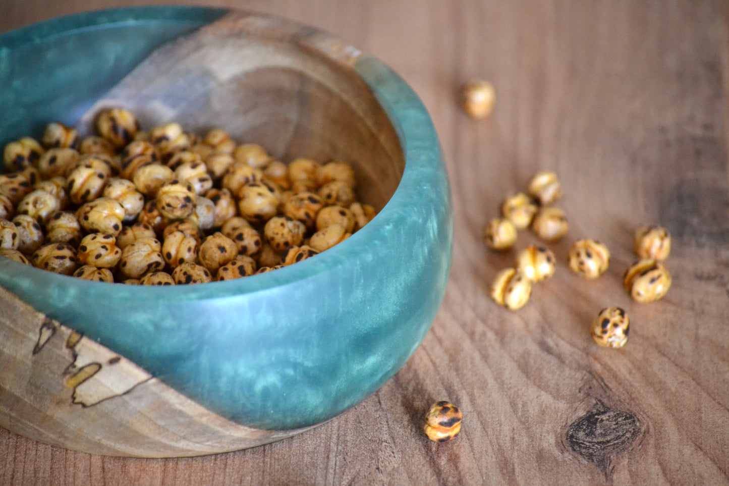 Handmade Walnut Epoxy Bowl - Cyan Design by Timberflow