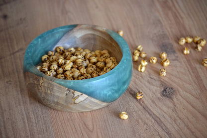 Handmade Walnut Epoxy Bowl - Cyan Design by Timberflow