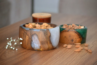 Handmade Walnut Epoxy Bowl - Cyan Design by Timberflow