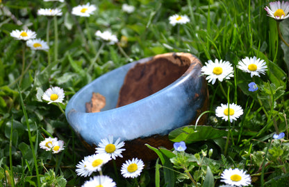 Handmade Oak Epoxy Bowl 150 Years Old - Blue Design by Timberflow