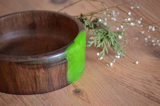 Handmade Walnut Epoxy Bowl - Green Design by Timberflow