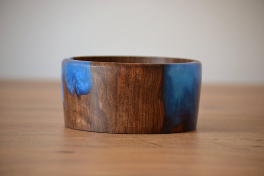 Handmade Walnut Epoxy Bowl - Blue Design by Timberflow