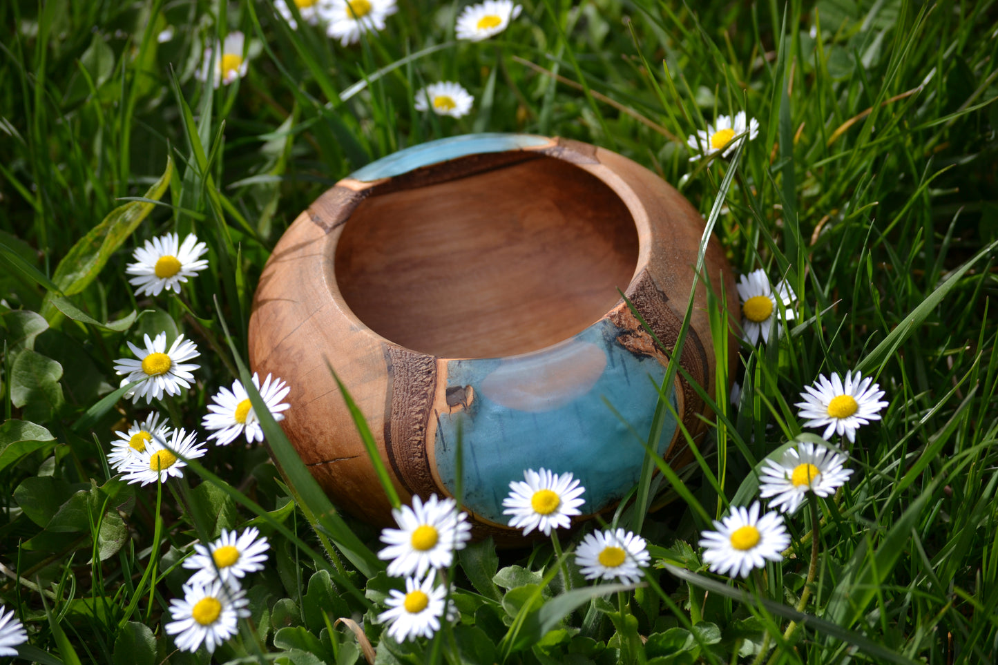 Handmade Oak Epoxy Bowl - Turquoise Design by Timberflow