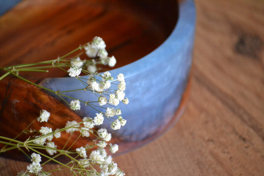 Handmade Pear Epoxy Bowl - Blue Design by Timberflow