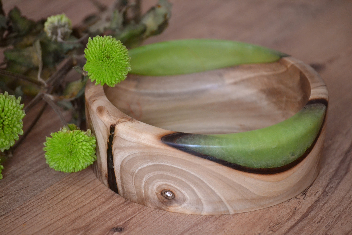 Handmade Walnut Epoxy Bowl - Green Design by Timberflow