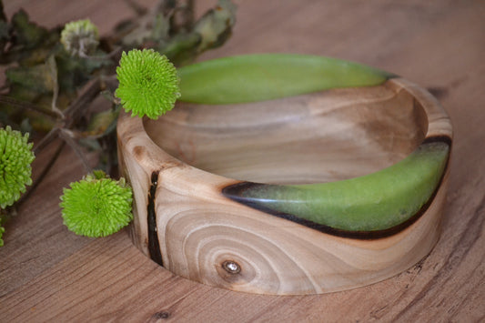 Handmade Walnut Epoxy Bowl - Green Design by Timberflow