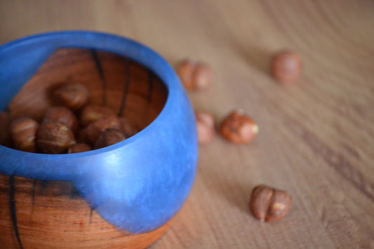 Handmade Oak Epoxy Bowl - Ocean Blue Design by Timberflow