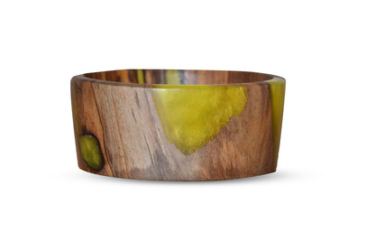 Handmade Walnut Epoxy Bowl - Yellow Design by Timberflow