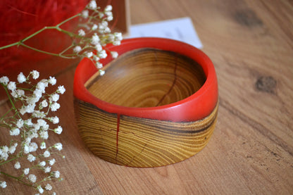 Handmade Acacia Epoxy Bowl - Red Design by Timberflow